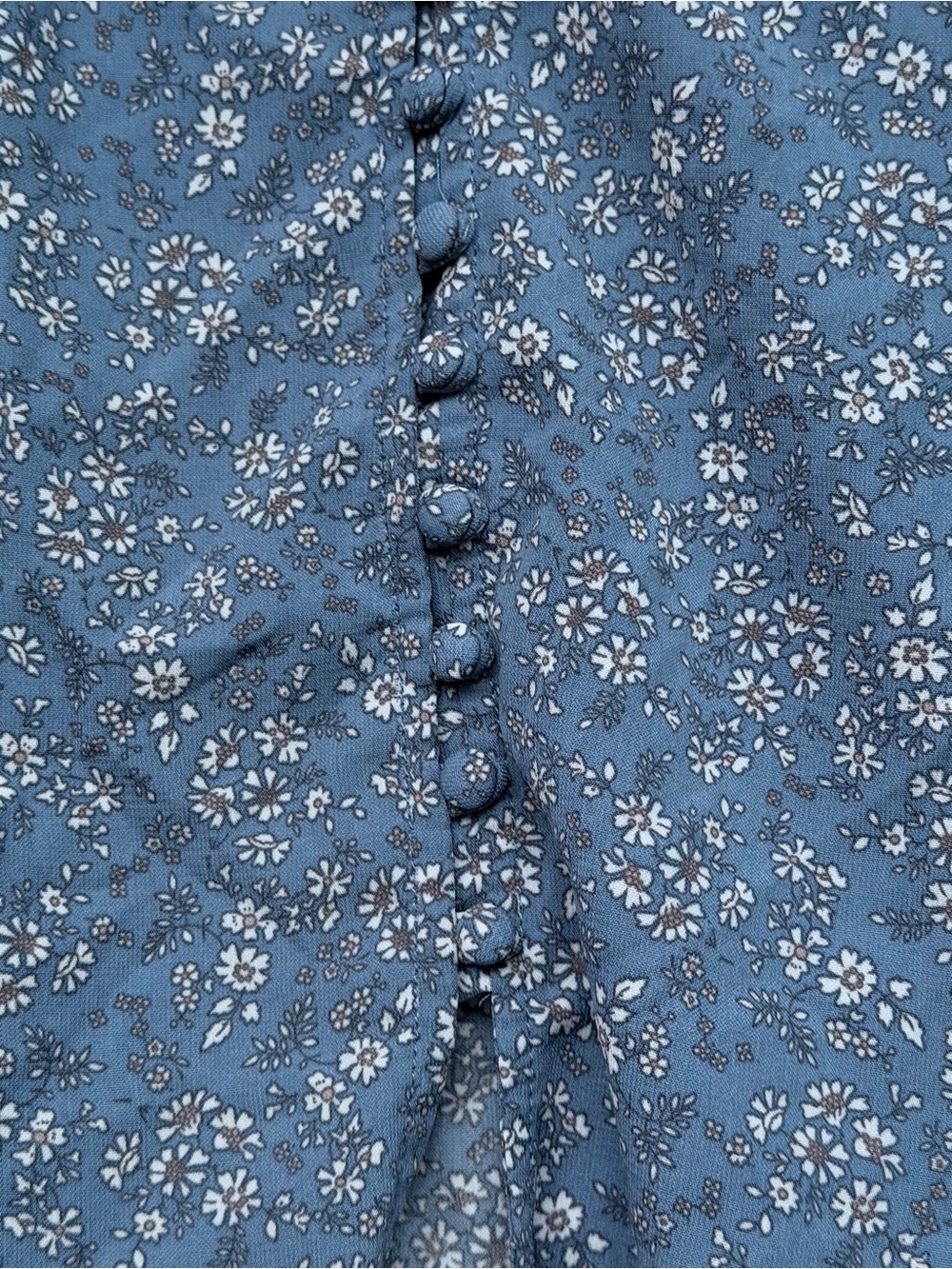 Jachs Girlfriend Blue Ditsy Floral Button Front 3/4 Sleeve Blouse - Picture 4 of 5